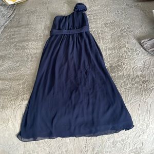 Junior bridesmaid dress, size 10. Navy, one shoulder.